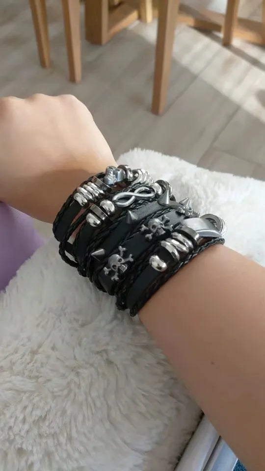Odinė apyrankė motor rock cool boho gotikinė vikingų stiliaus apyrankė dovana