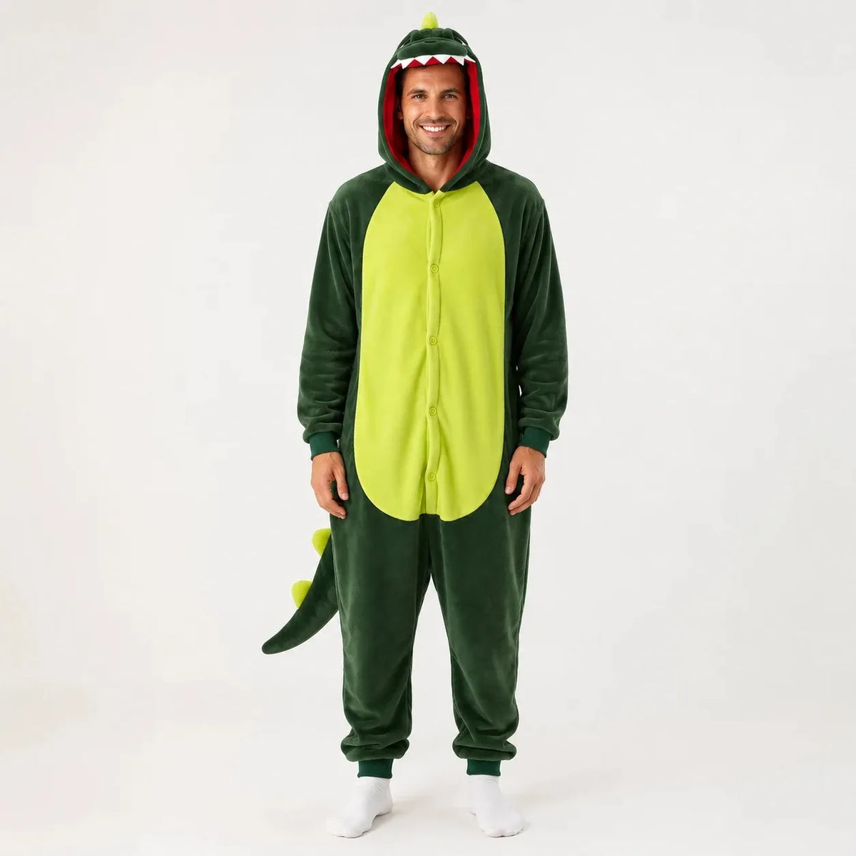 „Onesie“ tipo kigurumi pižama – žalio dinozauro kostiumas, XL, 175–185 cm
