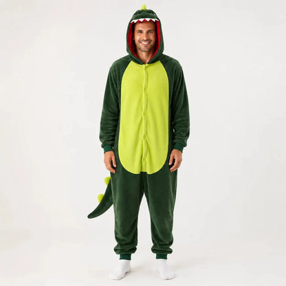 „Onesie“ tipo kigurumi pižama – žalio dinozauro kostiumas, XL, 175–185 cm