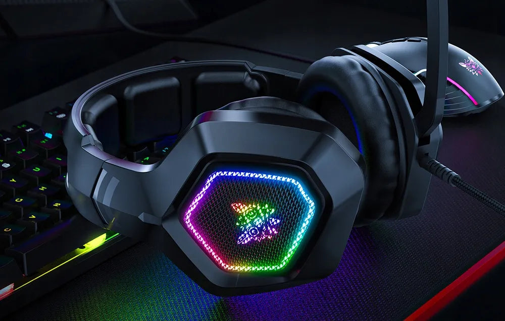 ONIKUMA K10 žaidimų ausinės su mikrofonu, laidinės, skirtos PC, PS4, Xbox