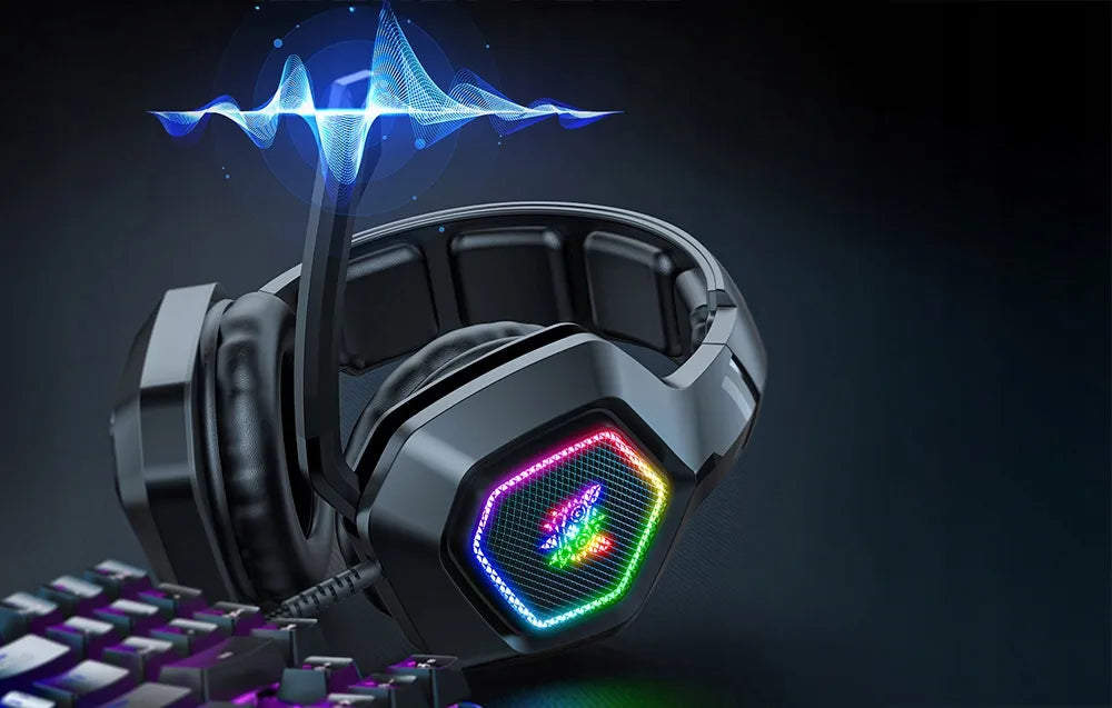 ONIKUMA K10 žaidimų ausinės su mikrofonu, laidinės, skirtos PC, PS4, Xbox