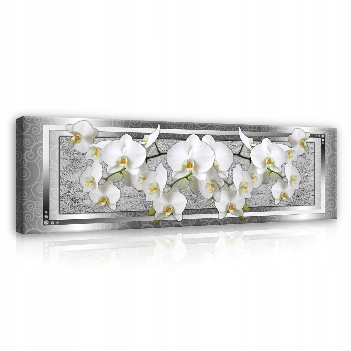 Orchidėjų paveikslas miegamajam ir svetainei ant drobės su rėmu, didelis 3D, 145 × 45 cm