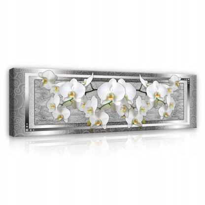Orchidėjų paveikslas miegamajam ir svetainei ant drobės su rėmu, didelis 3D, 145 × 45 cm