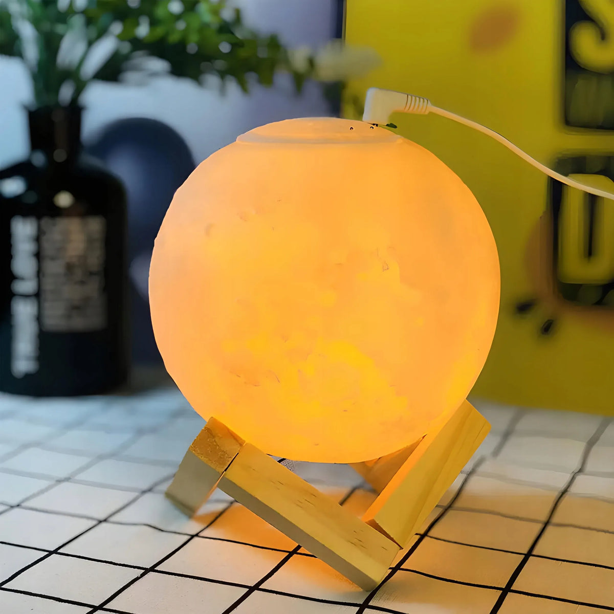 ORO DRĖKINTUVAS IR KVAPŲ DIFUZORIUS, 3 SPALVŲ NAKTINĖ LEMPA „MĖNULIS“, USB, TYLUS