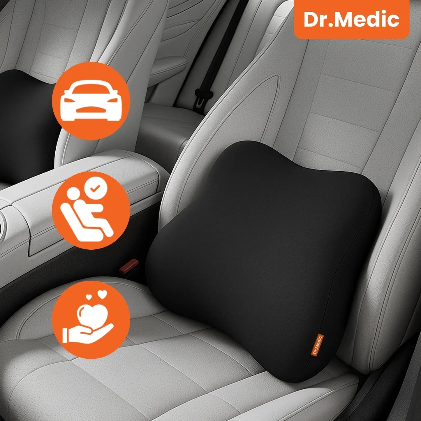 Ortopedinė juosmens atrama Dr.Medic kėdei arba automobiliui iš atminties putų