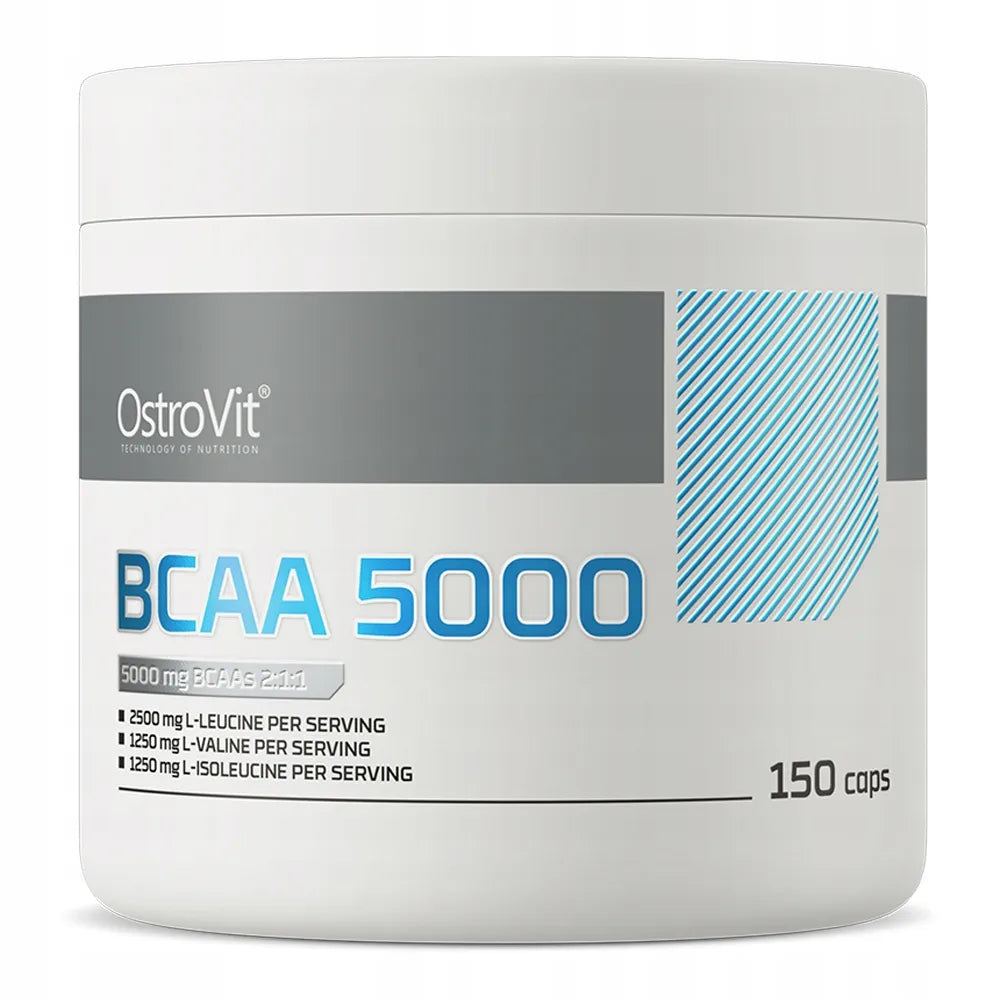 OstroVit BCAA 5000 mg, 150 kapsulių, aminorūgštys treniruotėms
