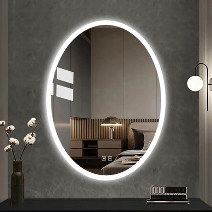Ovalinis LED vonios veidrodis 60x80 cm su apšvietimu, sieninis, liečiamas
