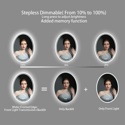 Ovalus sieninis LED veidrodis 50x70cm su apšvietimu