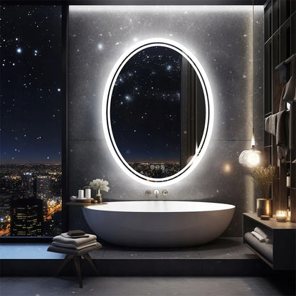 Ovalus sieninis LED veidrodis 50x70cm su apšvietimu