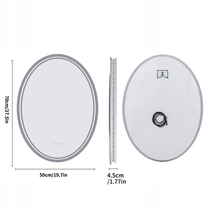 Ovalus sieninis LED veidrodis 50x70cm su apšvietimu