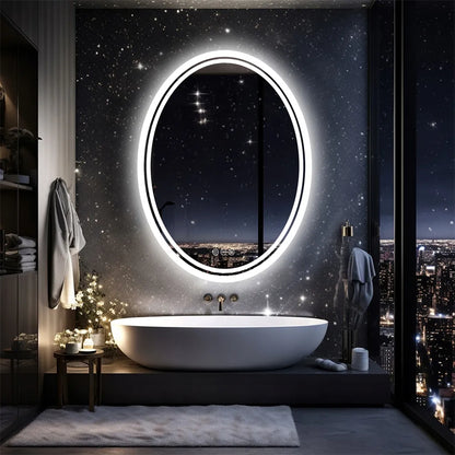 Ovalus sieninis LED veidrodis 50x70cm su apšvietimu