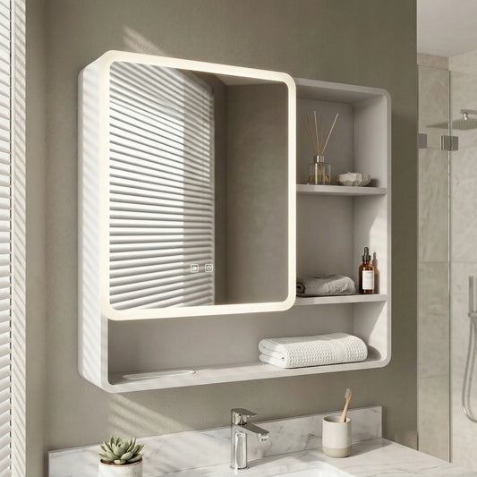 Pakabinama vonios spintelė su LED veidrodžiu REA M1016-70 70x65 cm