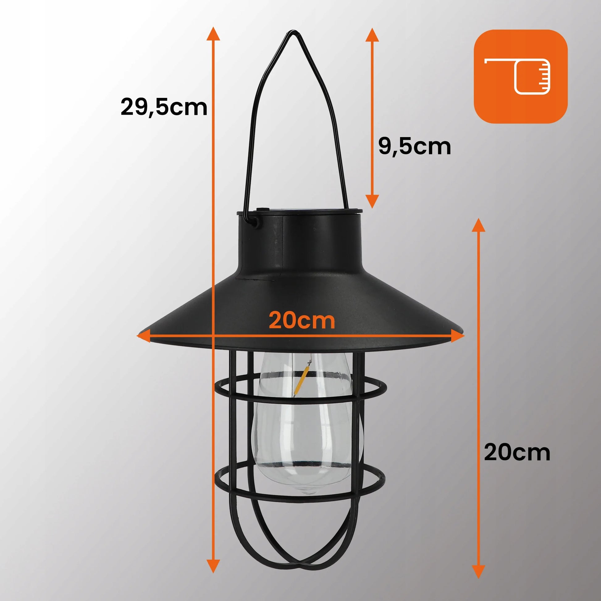 Pakabinamas saulės energija maitinamas LED sodo žibintas retro stiliaus IP44