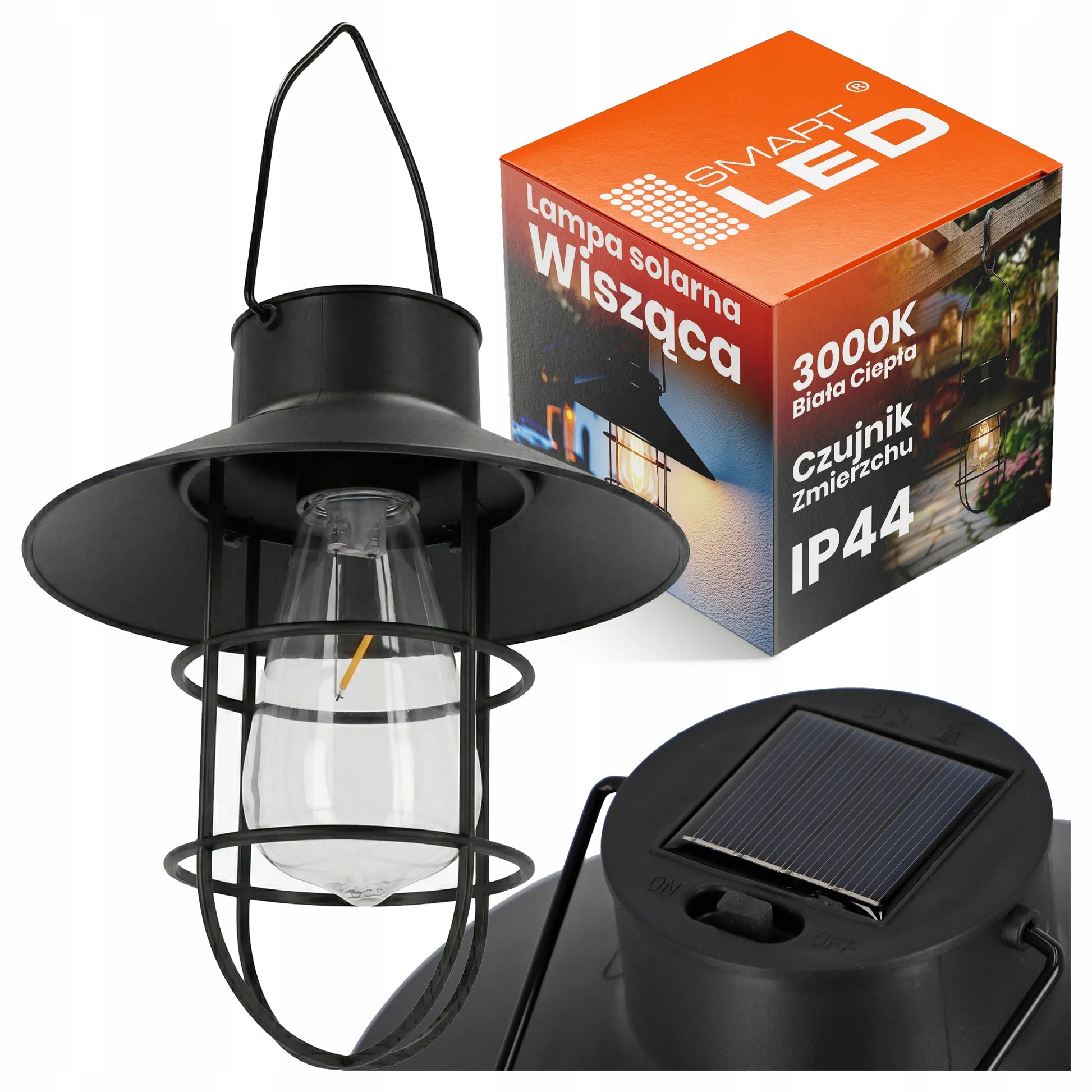 Pakabinamas saulės energija maitinamas LED sodo žibintas retro stiliaus IP44