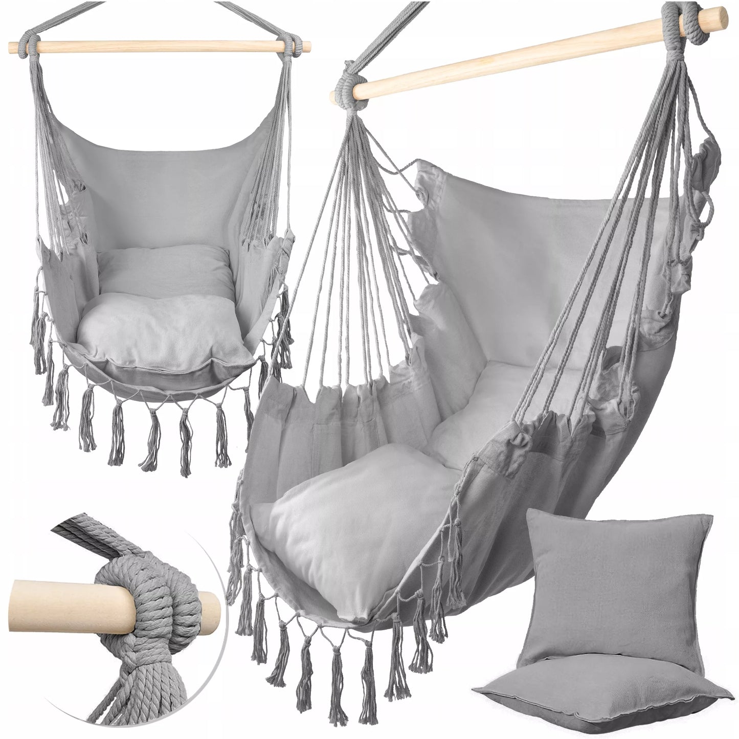Pakabinamas sodo krėslas braziliška kėdė hamakas sūpynės kokonas su 2 pagalvėmis