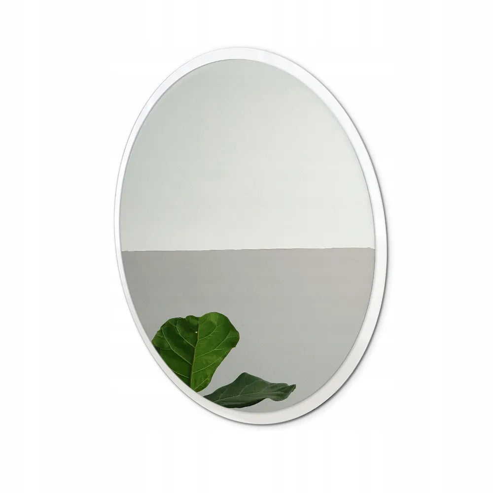 Pakabinamas svetainės veidrodis baltu rėmu 80 cm