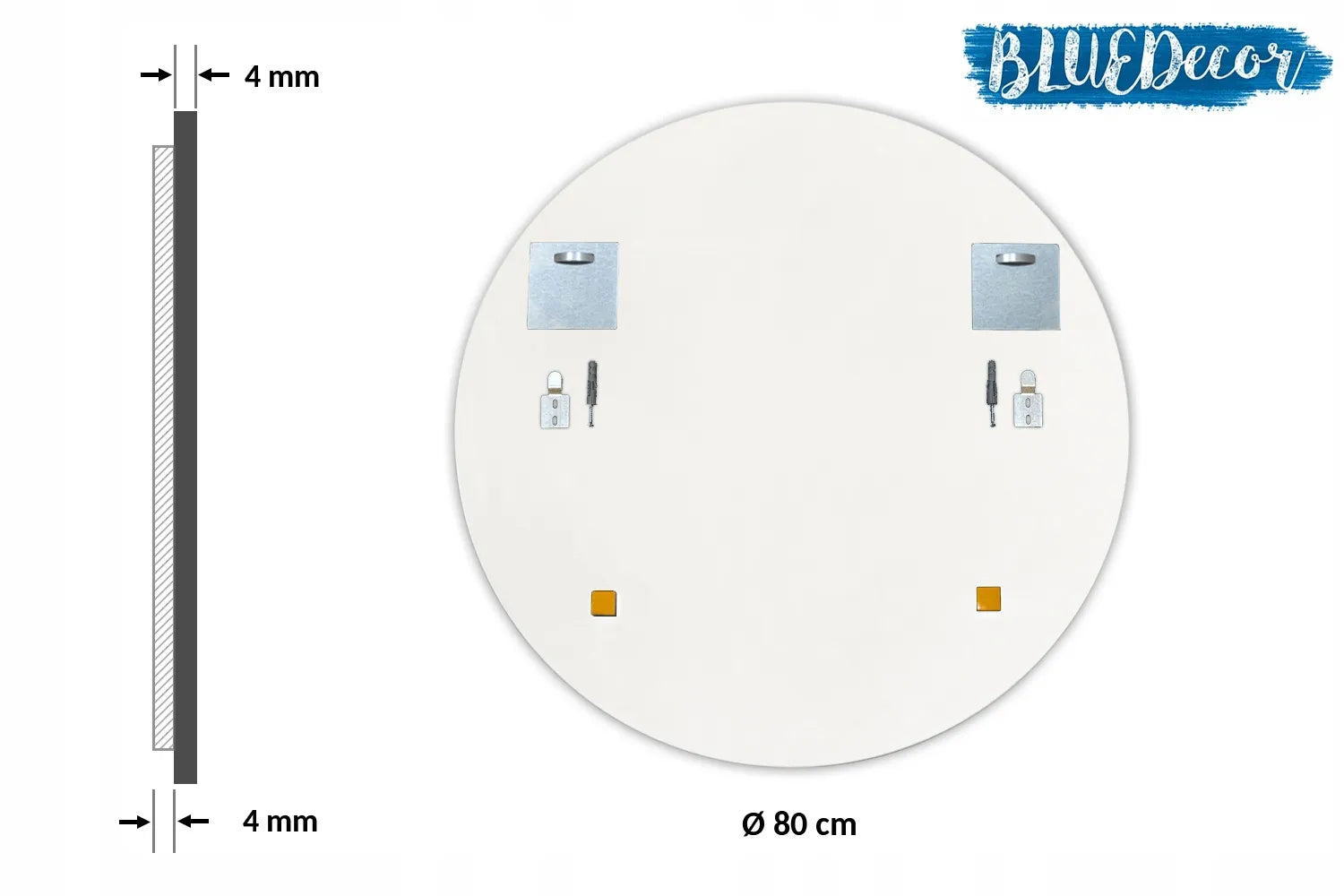 Pakabinamas svetainės veidrodis baltu rėmu 80 cm