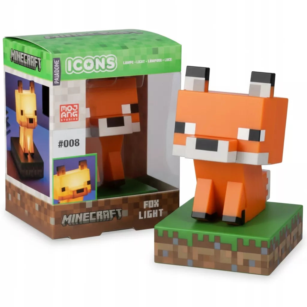 Paladone Minecraft Fox Icon Light – 11 cm LED naktinė lemputė, 2×AAA, dovana