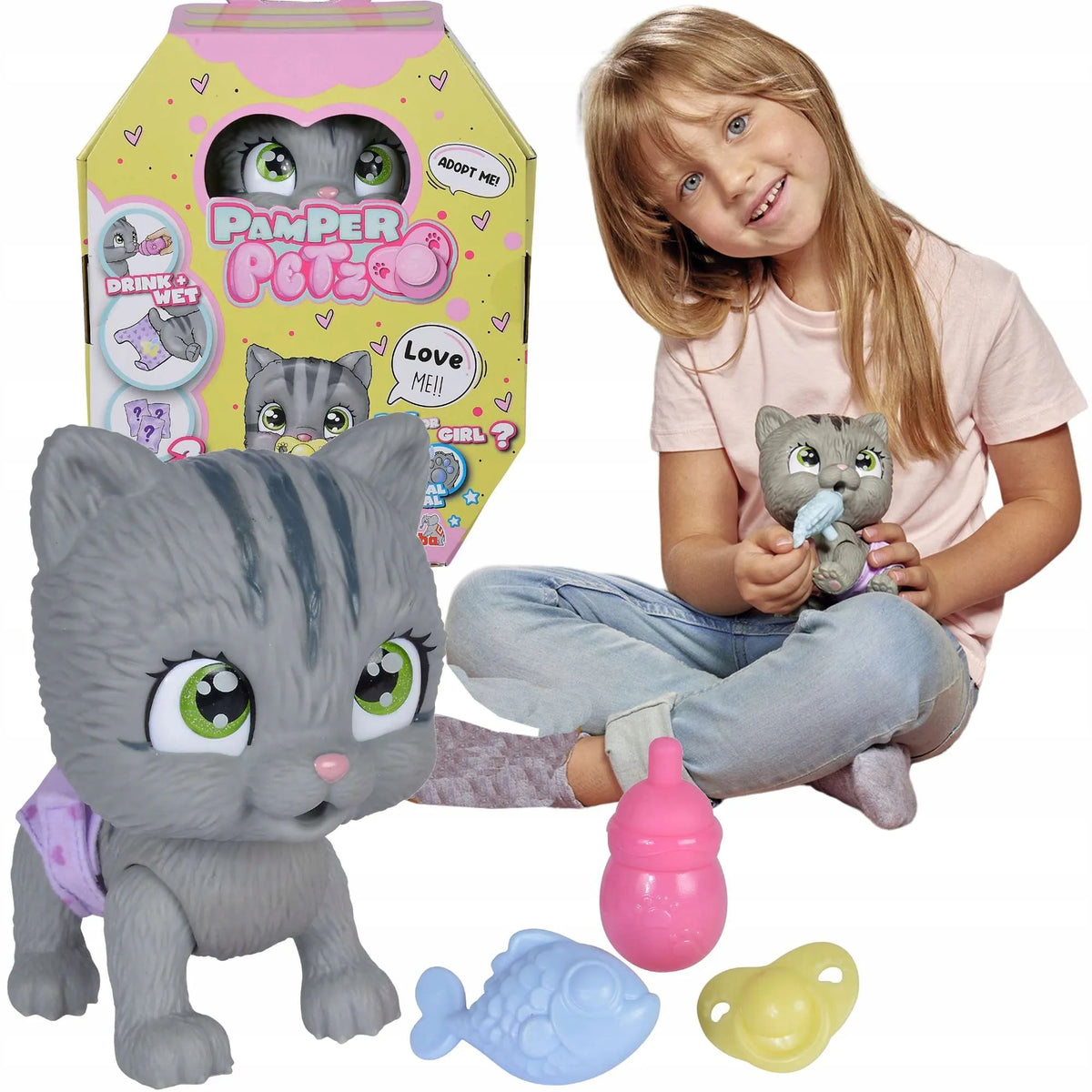 „Pamper Petz“ interaktyvus kačiukas, geria ir šlapinasi, su buteliuku ir žinduku