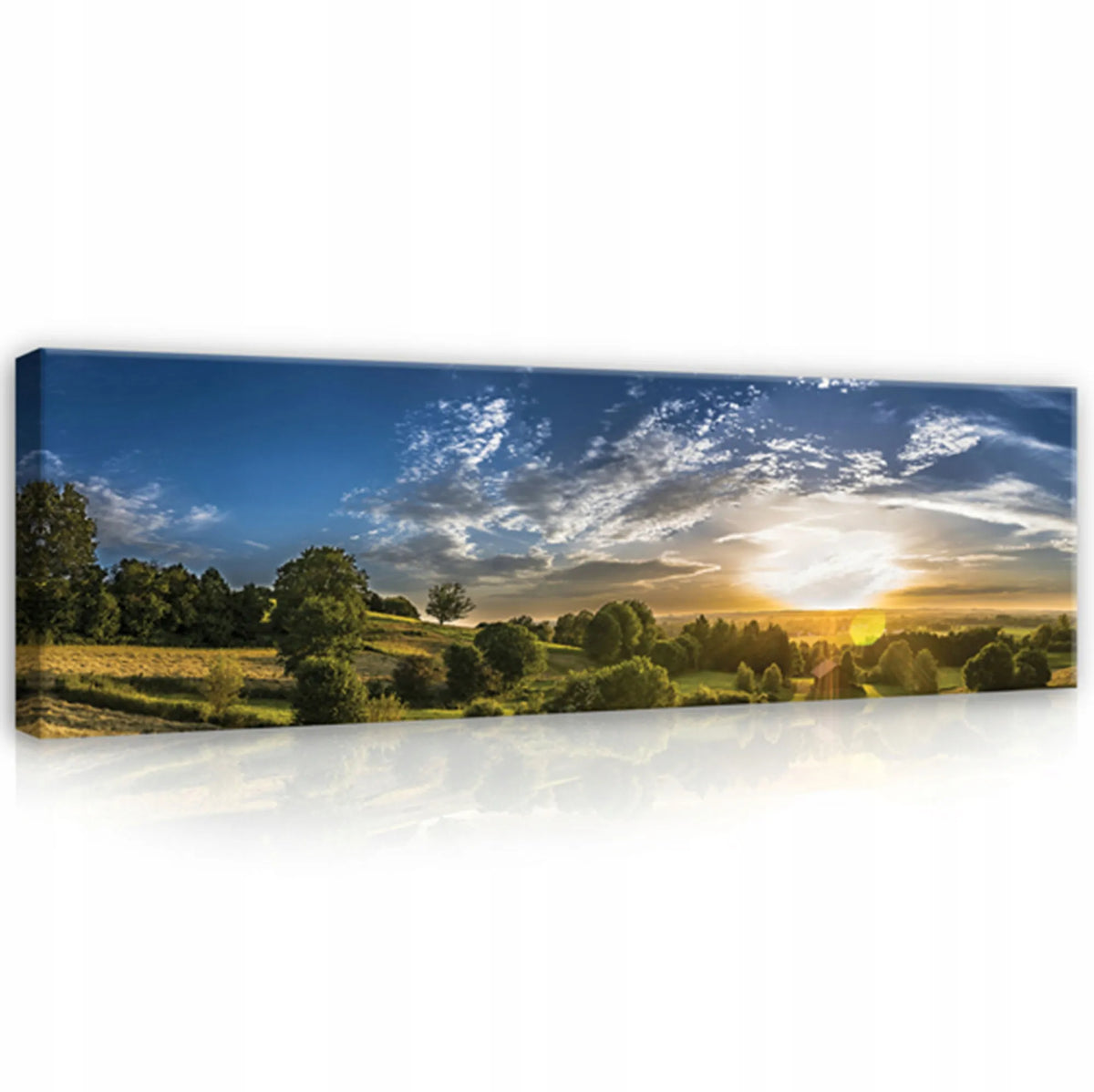 Panoraminis kalnų kraštovaizdžio paveikslas ant drobės svetainei ir miegamajam, 145 × 45 cm