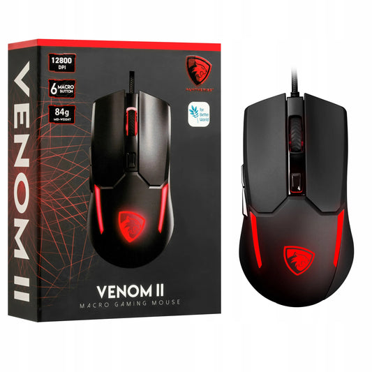„Pantherise VENOM II“ žaidimų pelė su RGB apšvietimu, skirta „Minecraft“, iki 12 800 DPI, 20 mln. paspaudimų