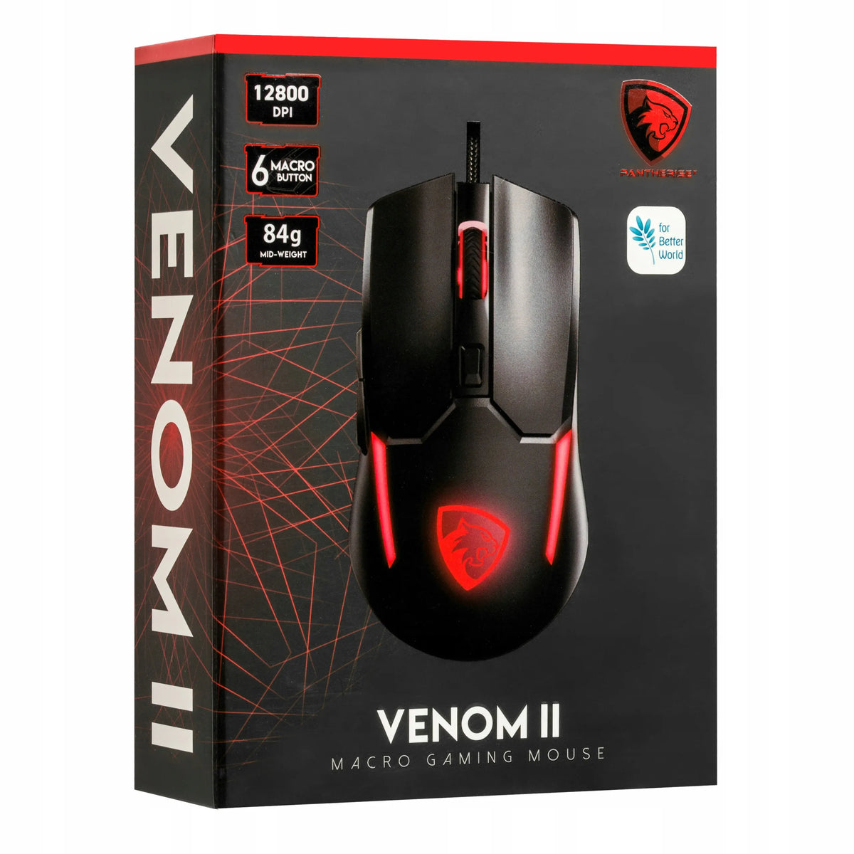 „Pantherise VENOM II“ žaidimų pelė su RGB apšvietimu, skirta „Minecraft“, iki 12 800 DPI, 20 mln. paspaudimų