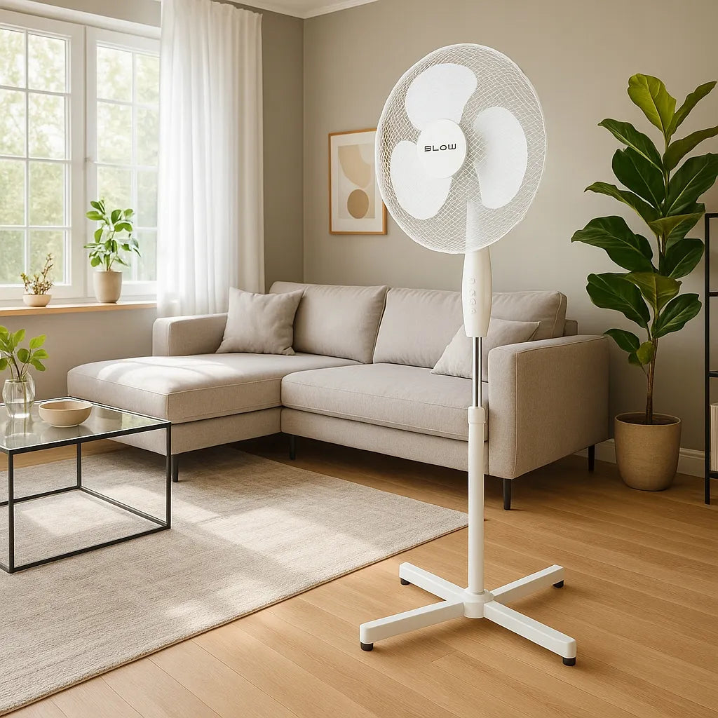 Pastatomas ventiliatorius BLOW 55W 40cm, tylus ir galingas su osciliacija