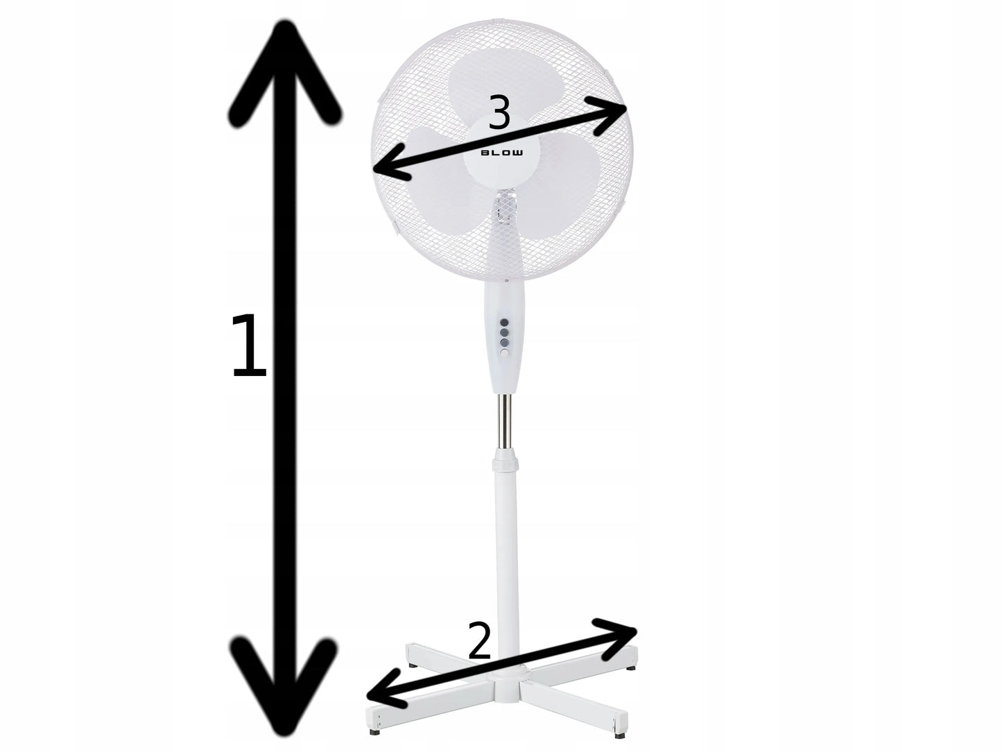 Pastatomas ventiliatorius BLOW 55W 40cm, tylus ir galingas su osciliacija