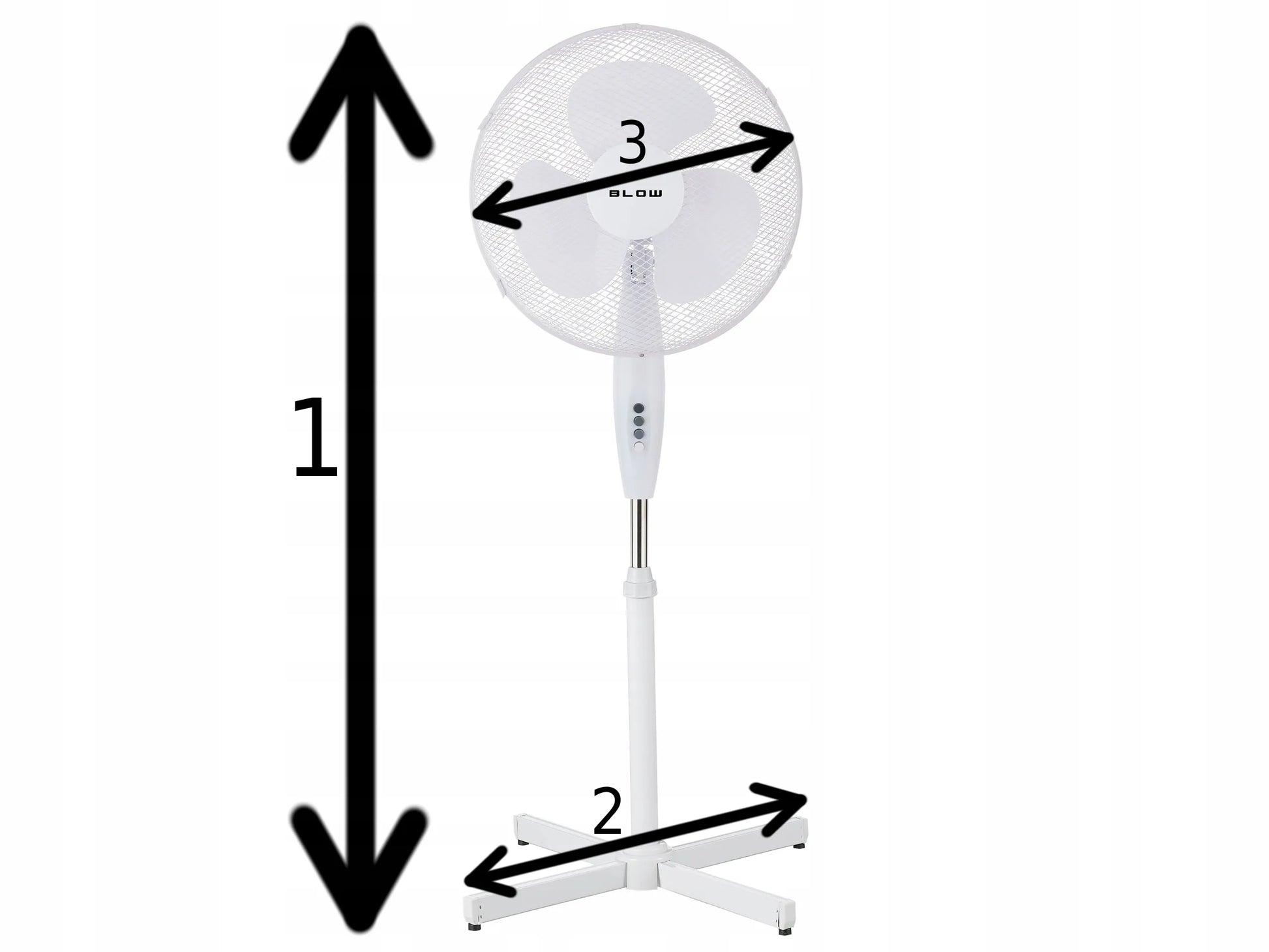 Pastatomas ventiliatorius BLOW 55W 40cm, tylus ir galingas su osciliacija