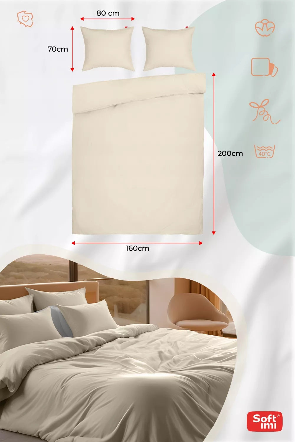 Patalynės komplektas 160X200 100% medvilnė + 2 užvalkalai 70X80 medvilninė patalynė