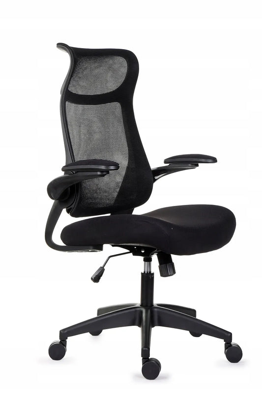 Patogi juoda biuro kėdė Giosedio FHX004 reguliuojami porankiai ergonomiška