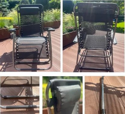 Patogus sulankstomas sodo gultas, kėdė, šezlongas, juodas, 1 vnt.