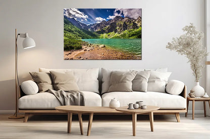 Paveikslas ant drobės „Kalnai, ežeras, Tatrai, Morskie Oko“, 120 × 80 cm