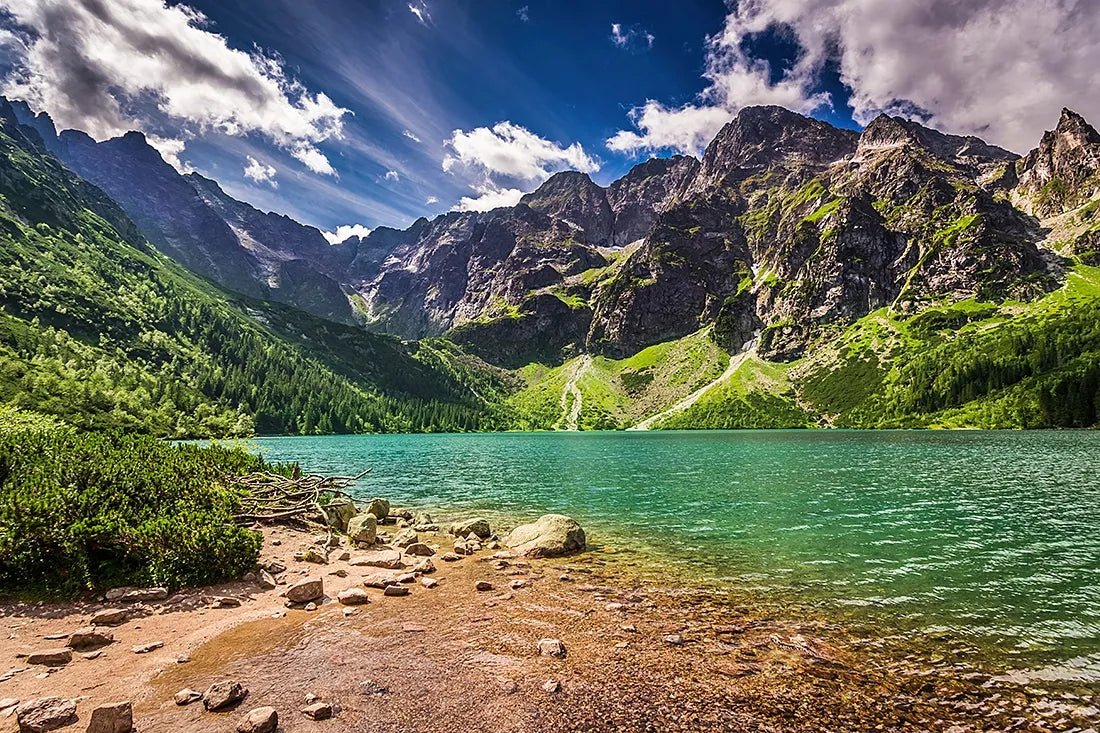 Paveikslas ant drobės „Kalnai, ežeras, Tatrai, Morskie Oko“, 120 × 80 cm