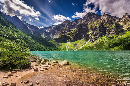 Paveikslas ant drobės „Kalnai, ežeras, Tatrai, Morskie Oko“, 120 × 80 cm