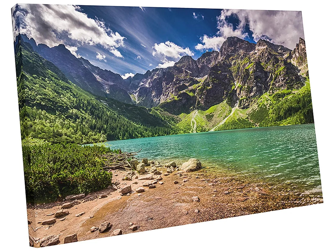 Paveikslas ant drobės „Kalnai, ežeras, Tatrai, Morskie Oko“, 120 × 80 cm