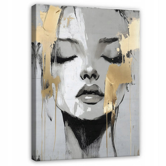 Paveikslas miegamajam ar svetainei „Glamour“ moters veidas ant drobės, 60 × 40 cm