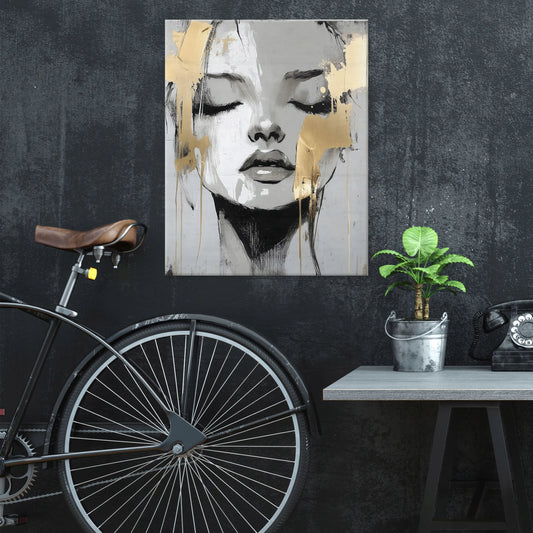 Paveikslas miegamajam ar svetainei „Glamour“ moters veidas ant drobės, 60 × 40 cm