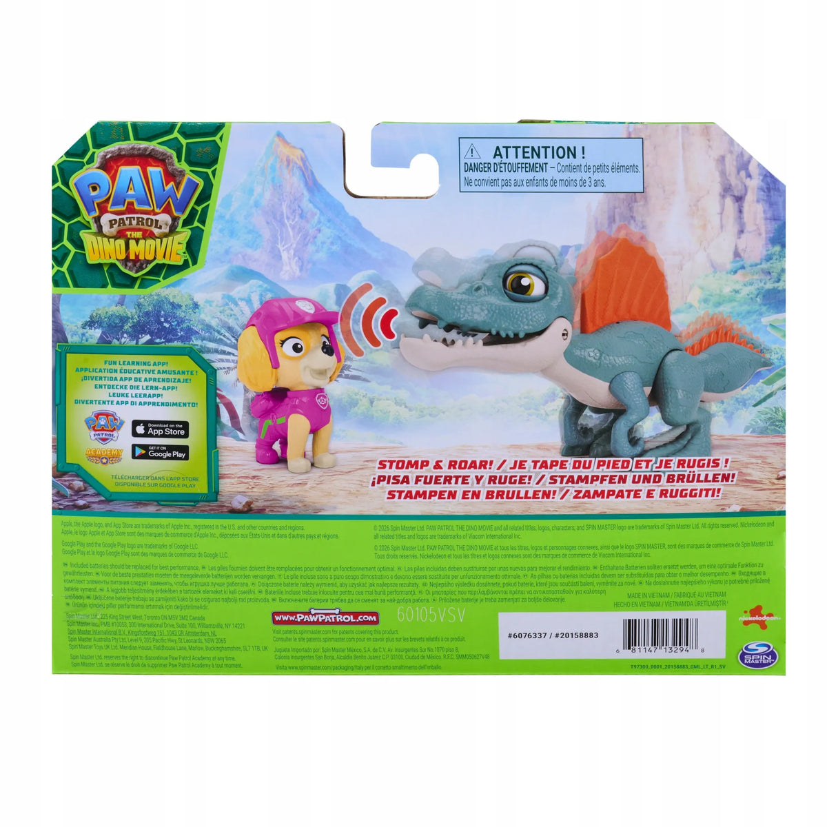 Paw Patrol ir dinozaurai: Skye rinkinys su interaktyviu spinozauru Pup Pals