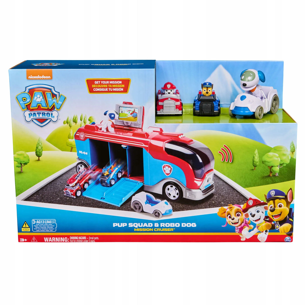 „PAW Patrol“ transporteris su transporto priemonėmis, 38 cm, su garsais ir figūrėlėmis