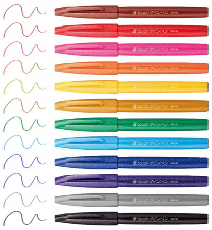 „Pentel Touch Brush Pen“ rašiklių rinkinys, 12 vnt. „NaBiurQ“