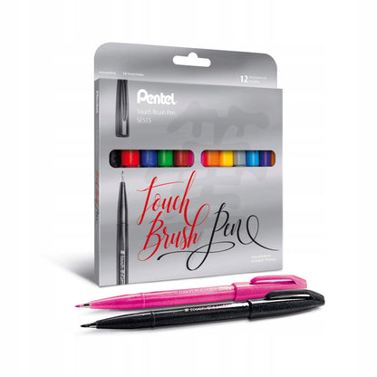 „Pentel Touch Brush Pen“ rašiklių rinkinys, 12 vnt. „NaBiurQ“