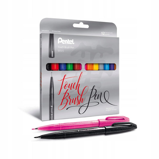 „Pentel Touch Brush Pen“ rašiklių rinkinys, 12 vnt. „NaBiurQ“