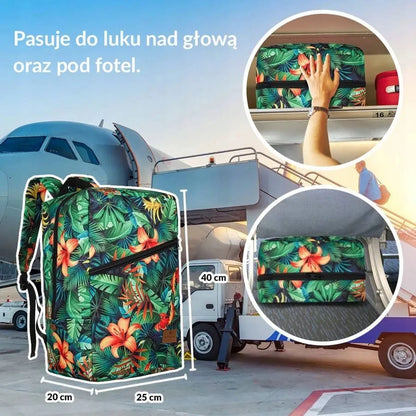 Peterson PTN PLEC-03 juoda kelioninė kuprinė su augaliniu raštu ir laikikliu lagaminui