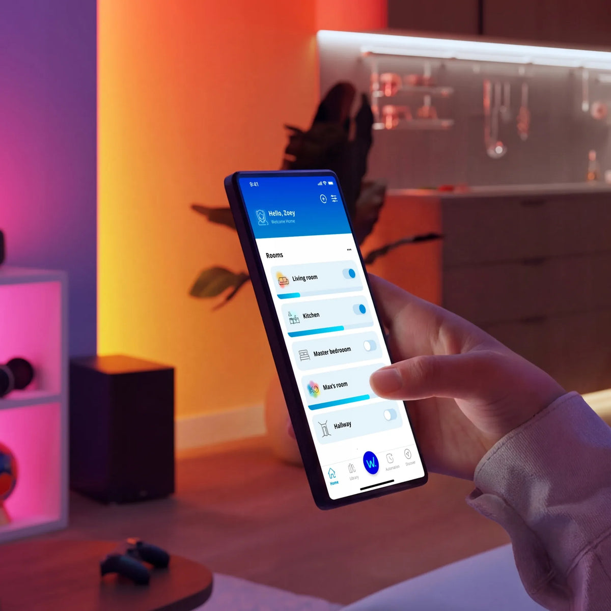 PHILIPS SMART Squire LED stalinė ir naktinė lempa, RGB, Wi-Fi, valdoma „WiZ“ programėle