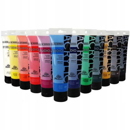„Phoenix Value Series“ akrilinių dažų rinkinys, 12 spalvų, 12 × 100 ml