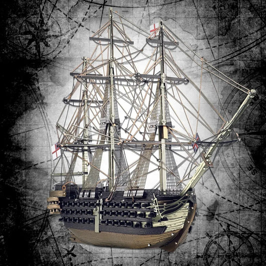 Piececool HMS Victory metalinė 3D dėlionė „Pasidaryk pats“, burlaivis, 389 detalės