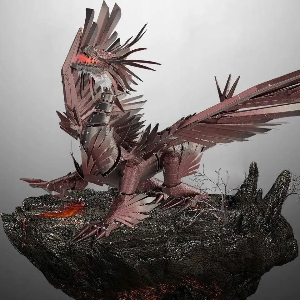 Piececool metalinė 3D dėlionė „Ognisty Smok“, drakono modelis, dovana