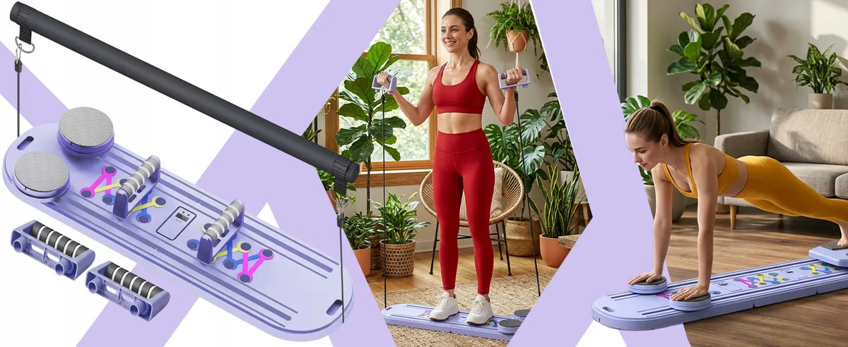 PILATES REFORMER DAUGIAFUNKCĖ 18 viename PRATIMŲ LENTA – PILATESO RINKINYS