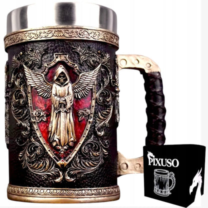 PIXUSO alaus bokalas 500 ml, gotikinis stilius, kaukolės motyvas, dovana vyrui